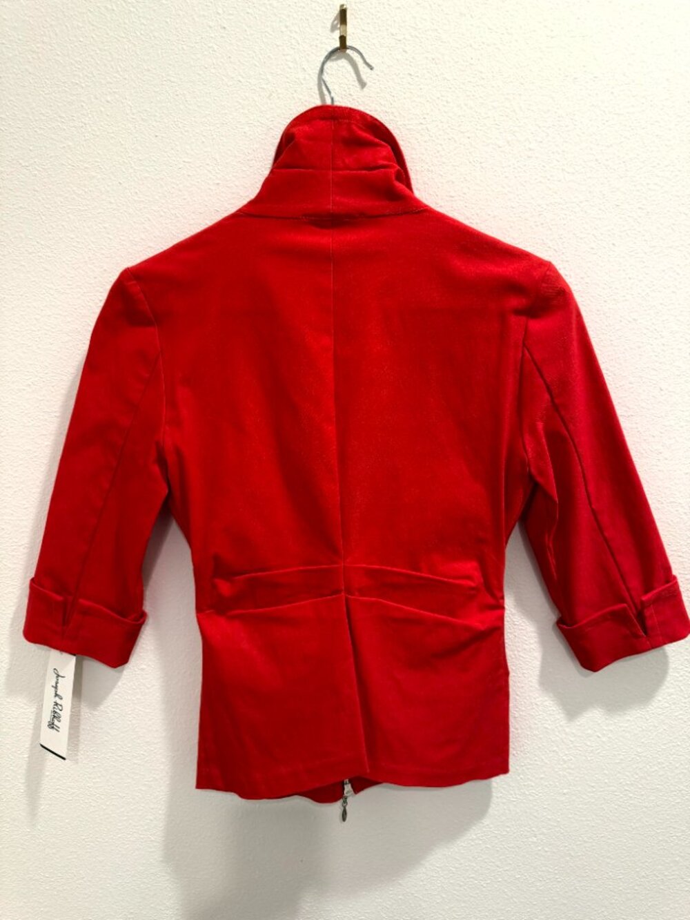 Joseph Ribkoff Red Ruched Zip Front Top - Picture 4 of 5